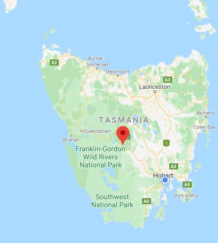 Tarraleah on Tassie map